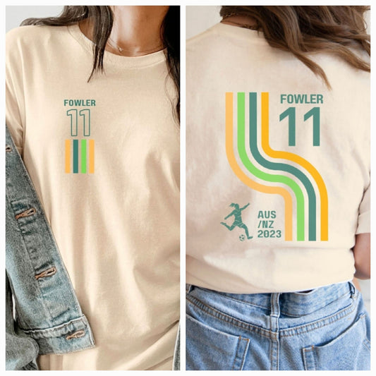 Mary Fowler T-Shirt, Women's World Cup, Retro Front and Back Print, Australia Soccer, Women's football, Matilda's T-Shirt, Women's Soccer