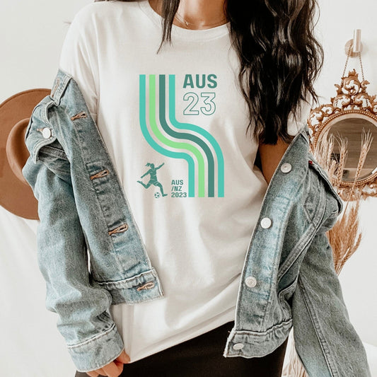 Australian Women's World Cup Blue Supporter T-Shirt, Away Kit design, Retro Print, Matilda's Soccer, Aussie Women's football, Women's FIFA